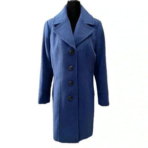 Vintage Jessica Pea  Coat Single Breasted Tailored Deep Blue Size 8